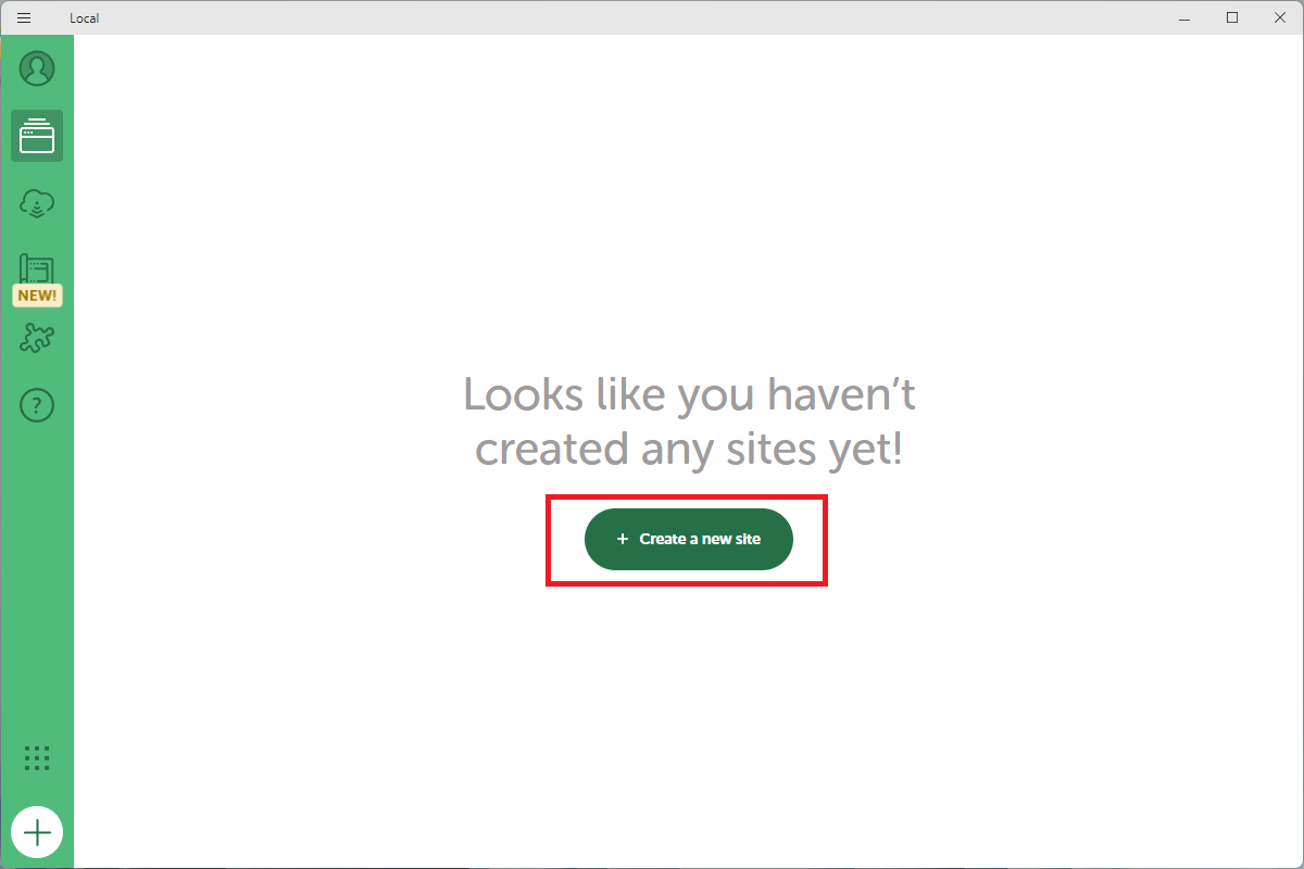 Localで新しいサイトの作成
